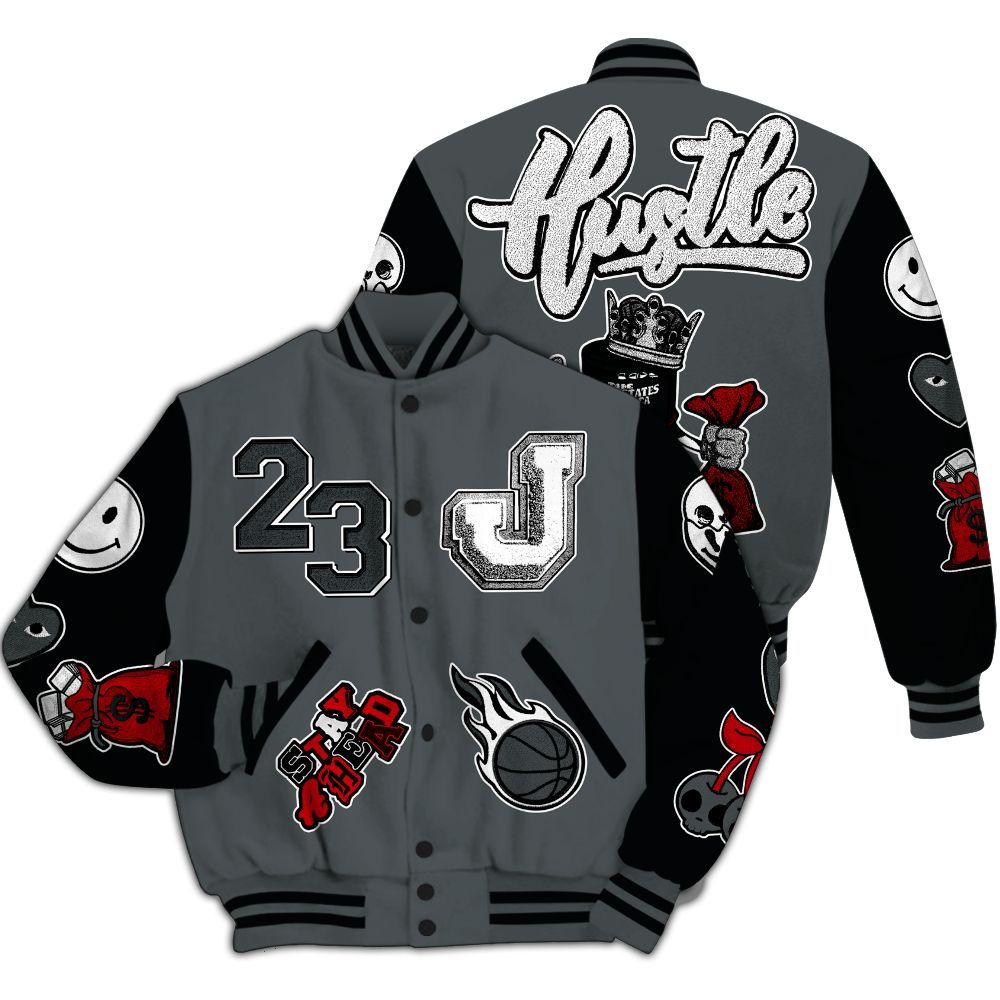 Varsity Jacket To Match Black RM Nigel Sylvester 4s - Hustles Money Number 23 All Over Print