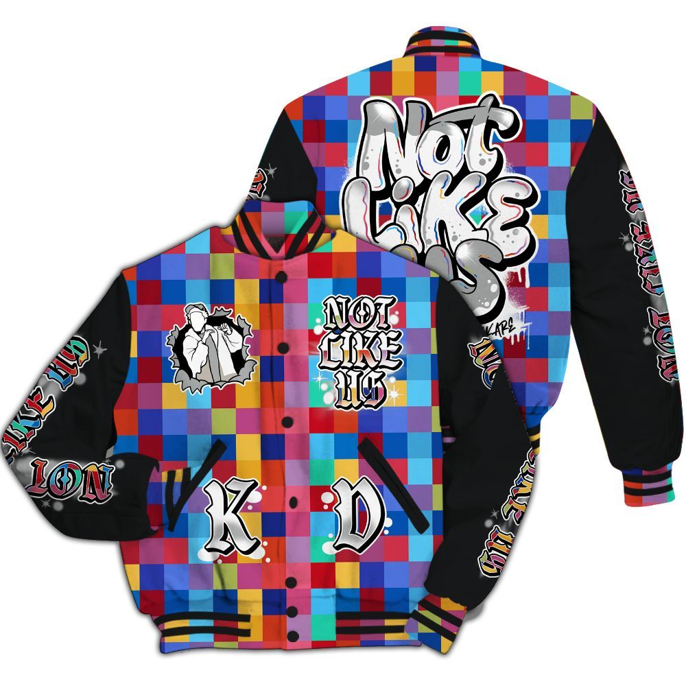 Varsity Jacket To Match Air Rainbow Weave - None Like Us Graphic All Over Print