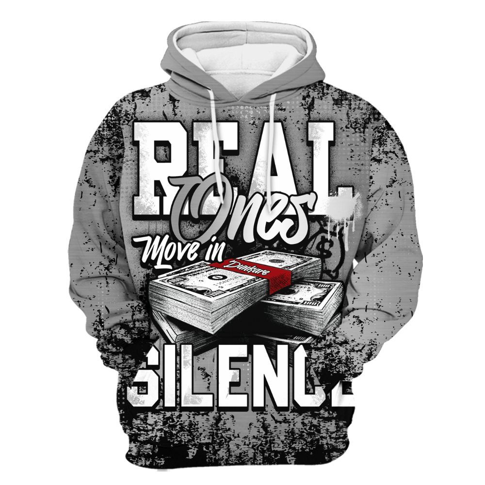 Hoodie To Match Metallic Silver 14s - Move In Silence Money Street Retro All Over Print