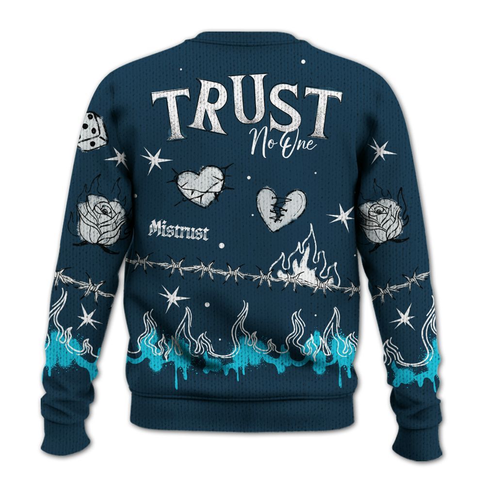 Knitted Sweater To Match Air Navy Baltic Blue - Trust No One Snake-Bite Doodle Crayon