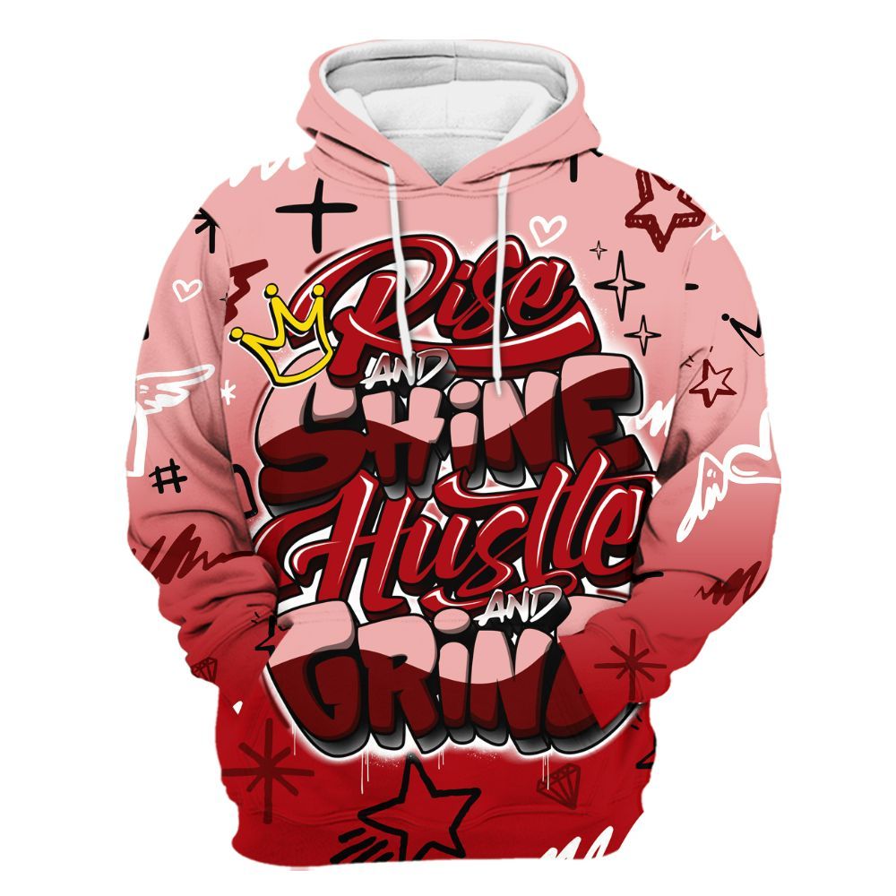 Hoodie To Match Low Valentines Day 1s - Rise Shine Hustle Grind All Over Print