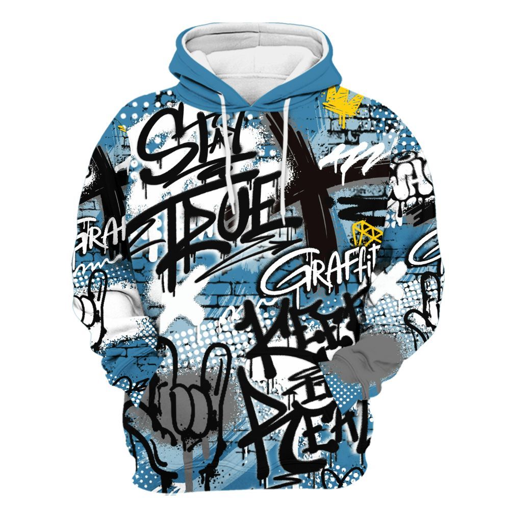 Hoodie To Match High OG UNC Reimagined 1s - True It Real Graffiti Streetwear All Over Print