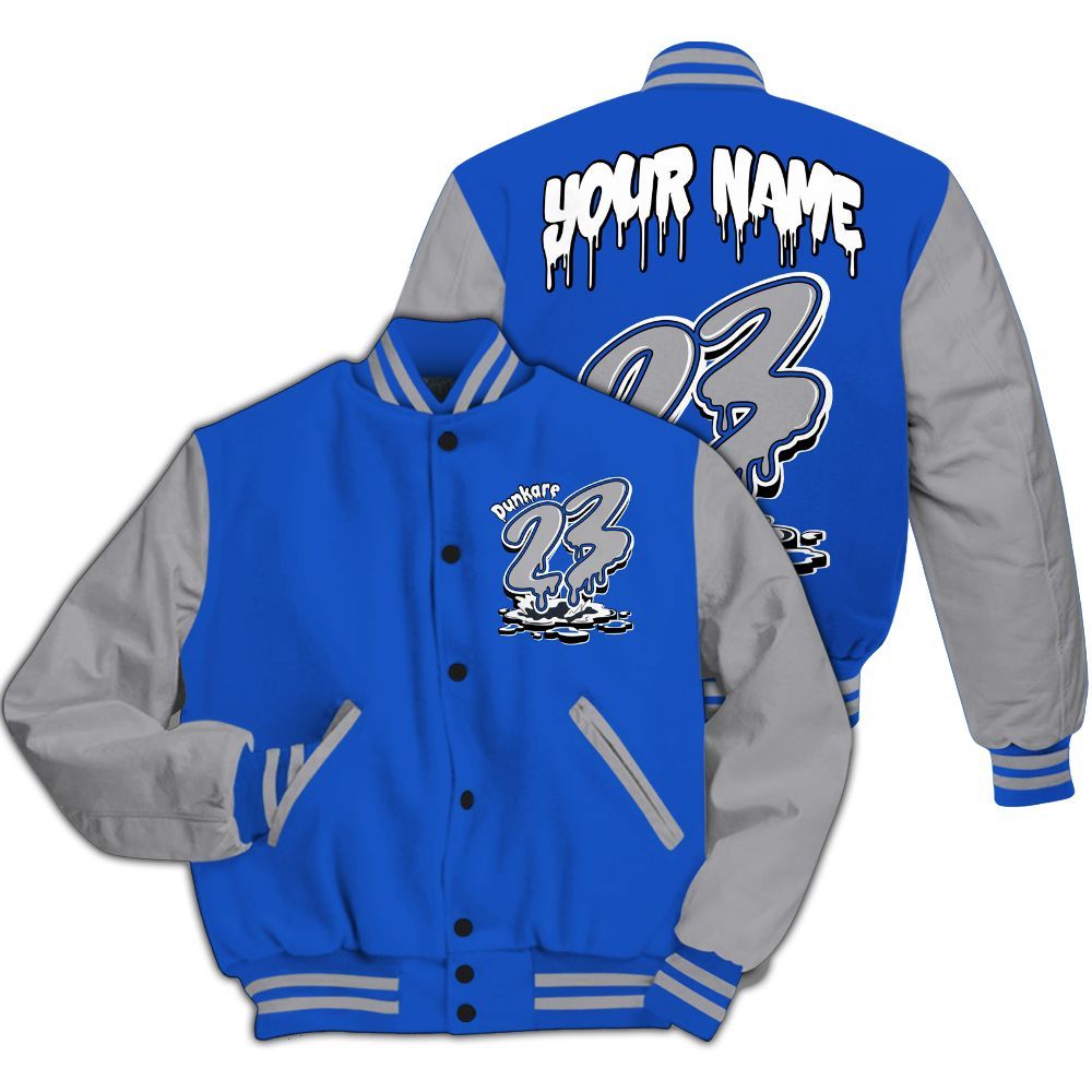 Varsity Jacket To Match Retro Stealth 5s - Custom Name 23 Drip All Over Print