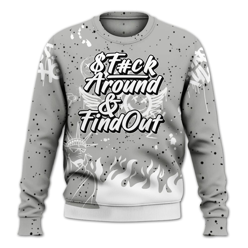 Sweatshirt To Match Retro White Oreo 4s - Graphic Fck Around Find Out All Over Print