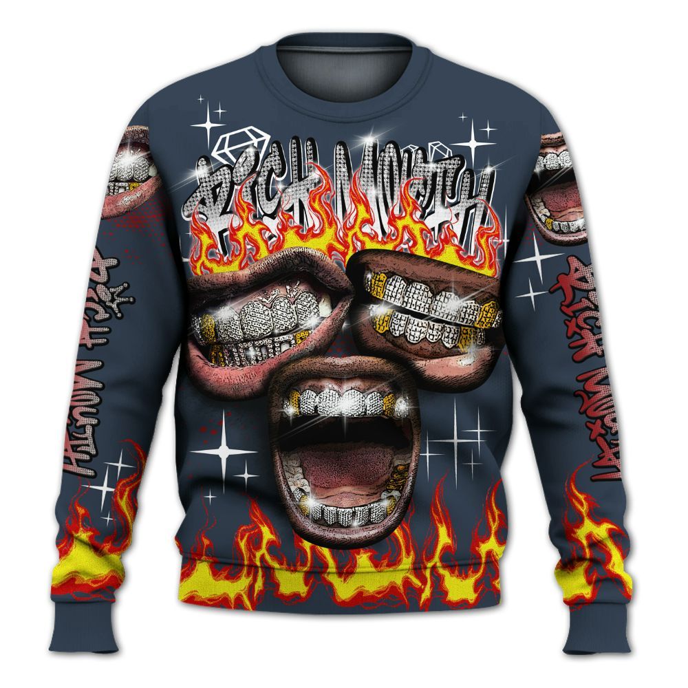 Sweatshirt To Match Retro Olympic 6s - Rich Mouth Fire Rap Retro 90s All Over Print