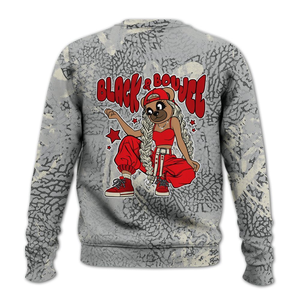 Sweatshirt To Match Cement Grey 3s - Boujee Girls Bear Heart Grunge All Over Print