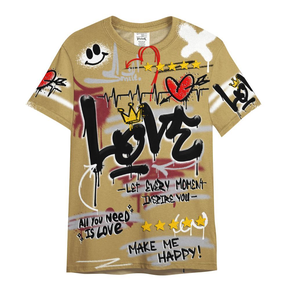 Shirt To Match Kobe 4 Gold Medal - Happy Love Beats Graffiti Streetwear All Over Print