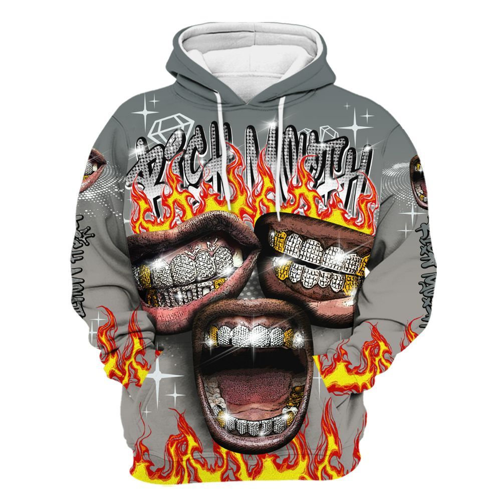 Hoodie To Match Cool Grey 9s - Rich Mouth Fire Rap Retro 90s All Over Print