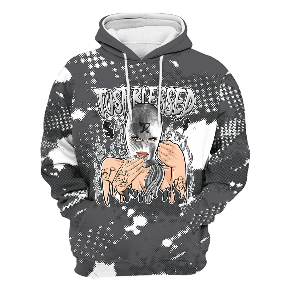 Hoodie To Match White Thunder 4s - Blessed!! Smoke Dot All Over Print