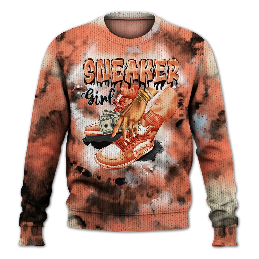 Knitted Sweater To Match DJ Khaled Crimson Bliss 5s - SNEAKER Girl Money Drip Tie Dye