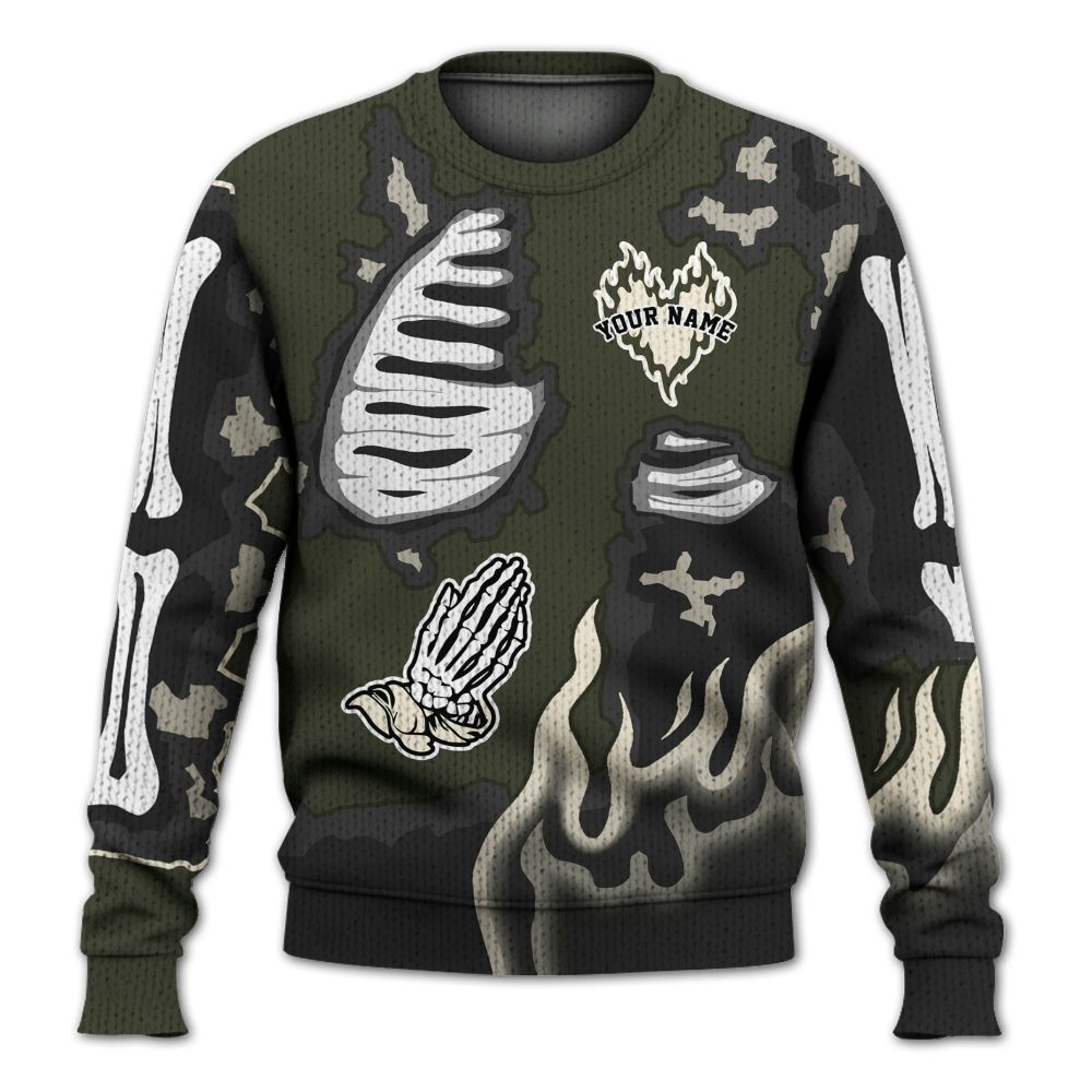 Sweater To Match Retro Undefeated 4s - Dislike Us Burning Custom Name Graphic