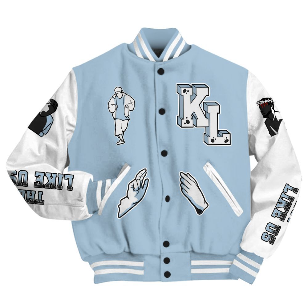 Varsity Jacket To Match Mid Ice Blue 1s - Dislike Us Graphic All Over Print
