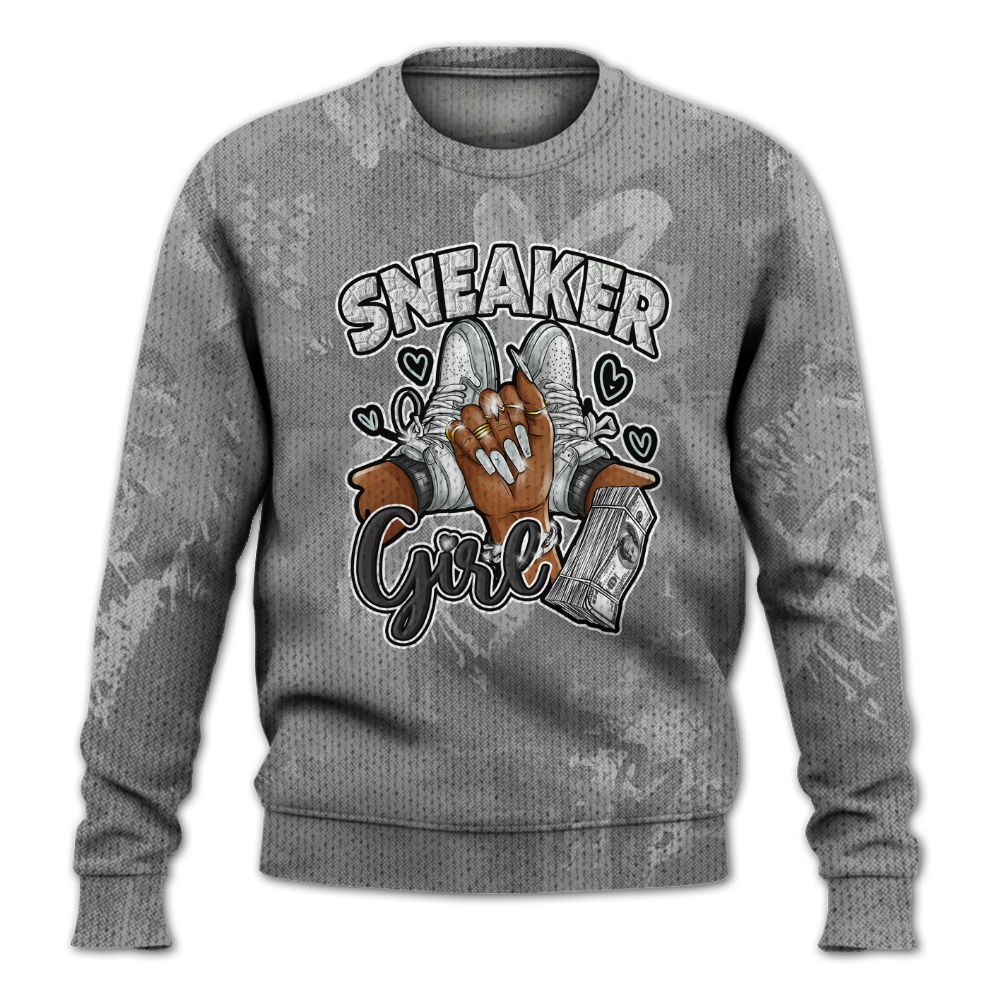 Knitted Sweater To Match Black Wolf Grey 12s - Sneakerz Girlz Heart Grunge