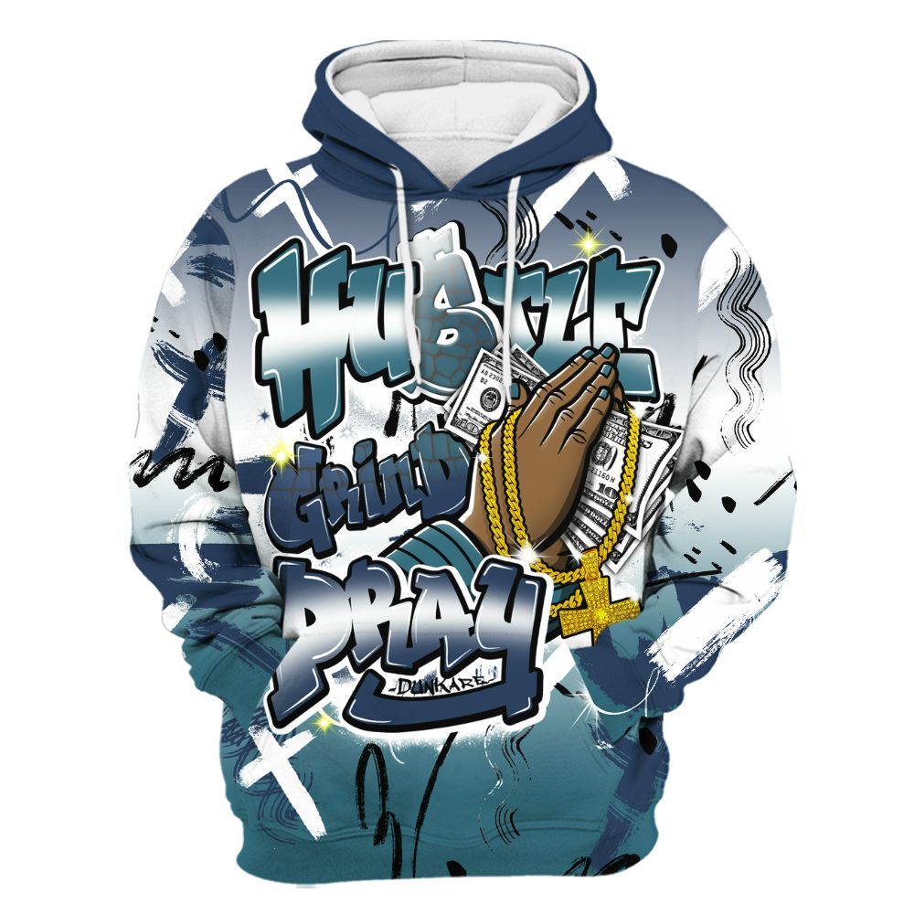 Hoodie To Match Air Foamposite Kazuya Mishima - Money Hustle Grind Pray All Over Print