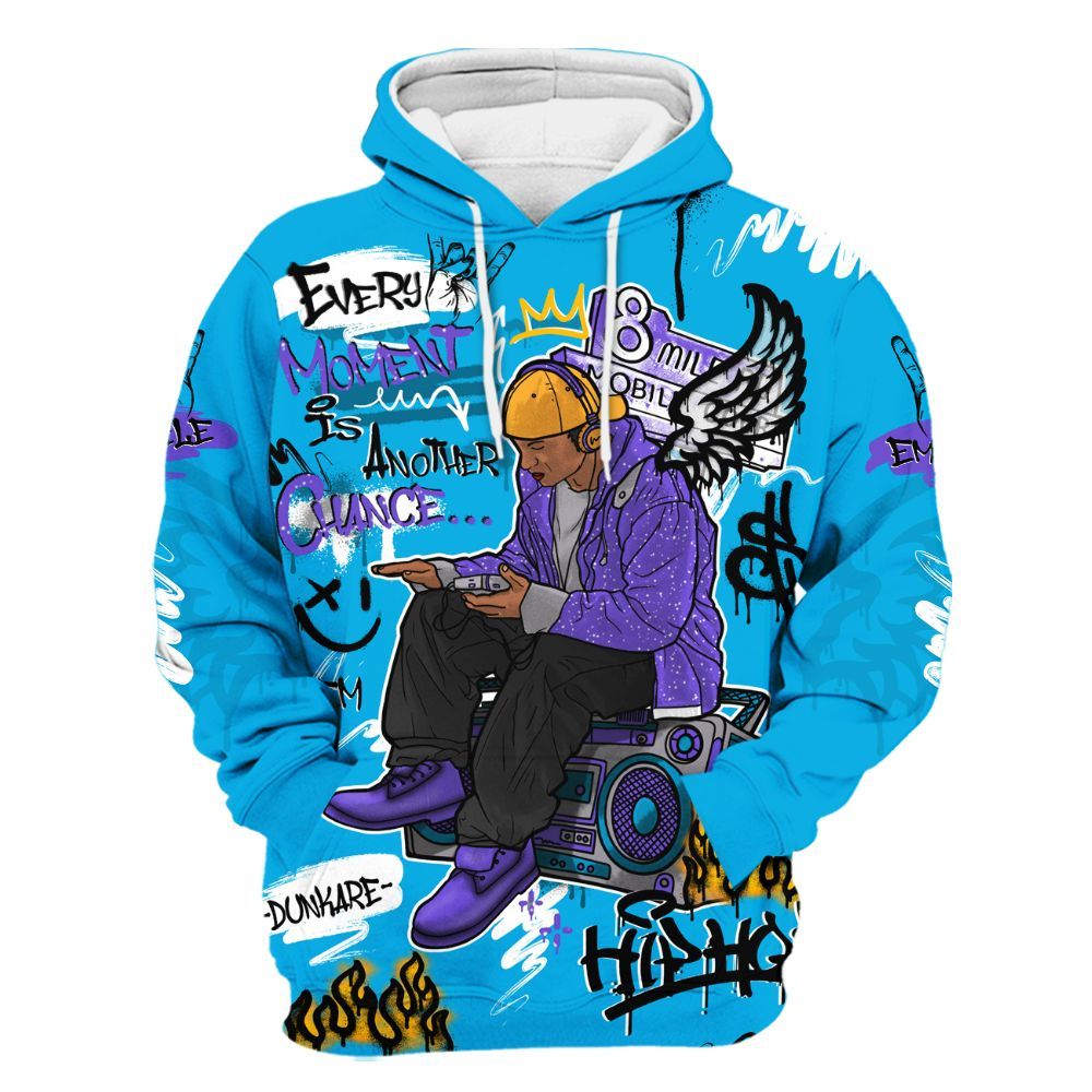Hoodie To Match Retro Aqua 8s - 8Mile Movie Graffiti All Over Print