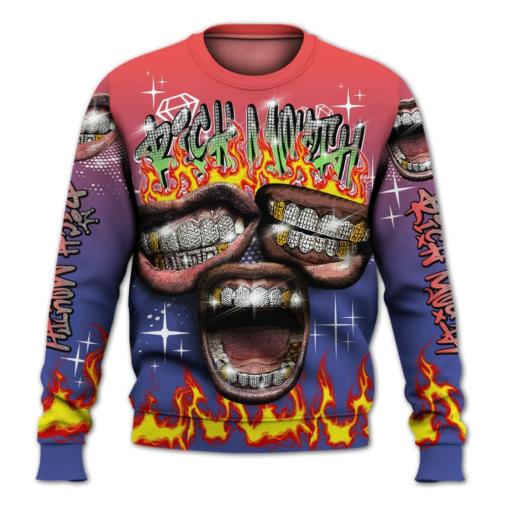 Sweatshirt To Match KD 4 Nerf - Rich Mouth Fire Rap Retro 90s All Over Print