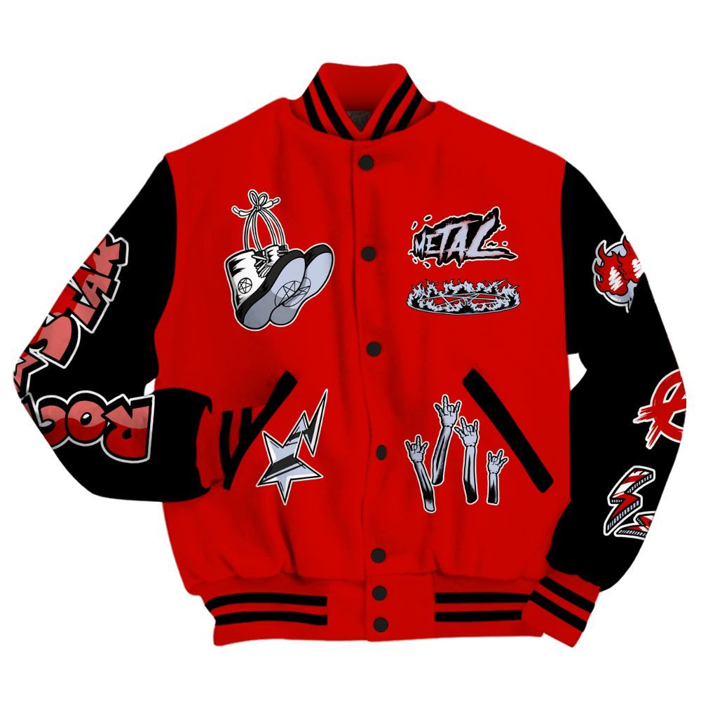 Varsity Jacket To Match Fire Red 6s - Punk Rock Raccoon All Over Print