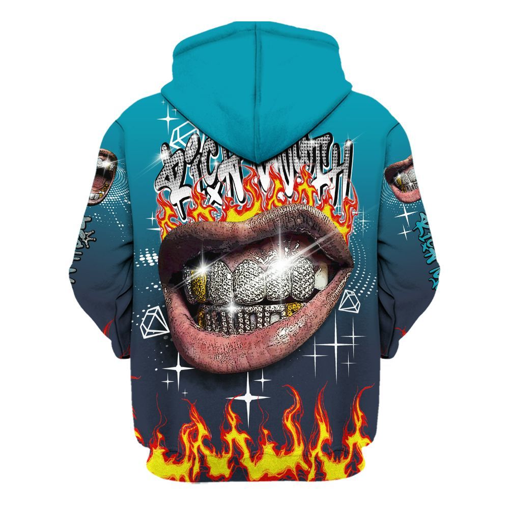 Hoodie To Match Retro Obsidian 13s - Rich Mouth Fire Rap Retro 90s All Over Print