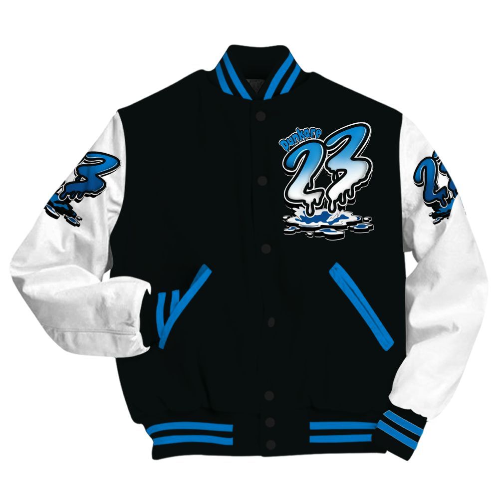 Varsity Jacket To Match High OG FragmentxULA White Black 1s - Custom Name 23 Drip All Over Print