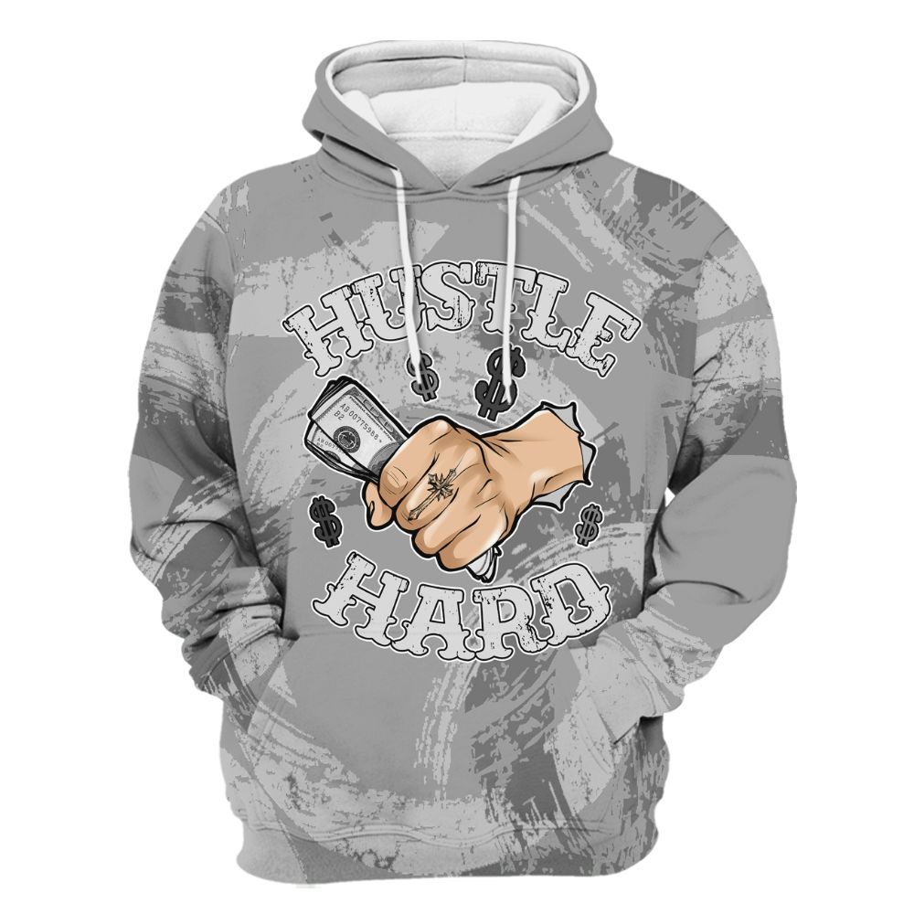 Hoodie To Match Black Wolf Grey 12s - Hustles Hard! Splash All Over Print