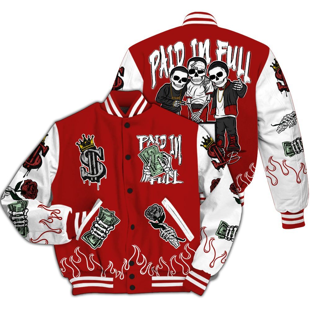 Varsity Jacket To Match Red Taxi 12s - Fire Everybody Paid In All Over Print