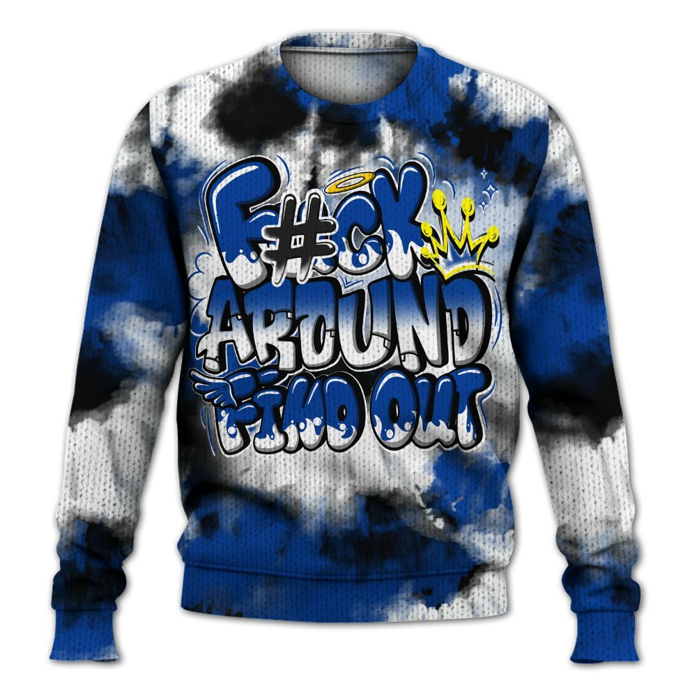 Knitted Sweater To Match Hyper Royal 12s - Tie Dye FK Around Find Out