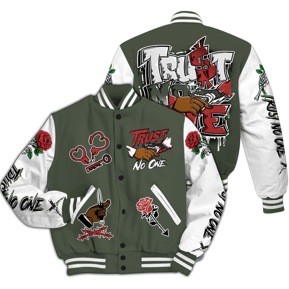 Varsity Jacket To Match Air Force 1 Low Year Of The Snake Varsity Jacket, Trust No One Dripping All Over Print