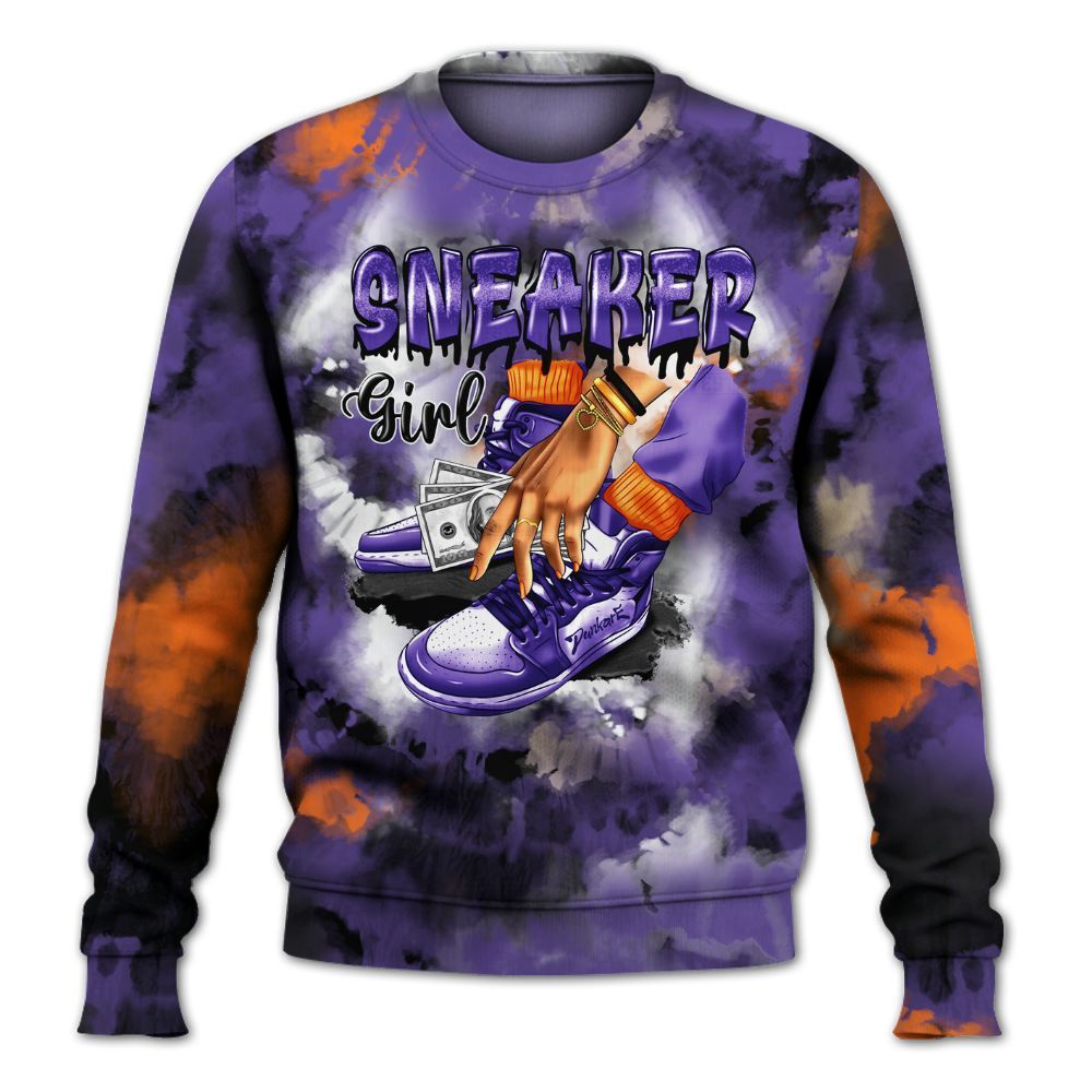 Sweatshirt To Match Air Max Waffle SP Voltage Purple - SNEAKER Girl Money Drip Tie Dye All Over Print