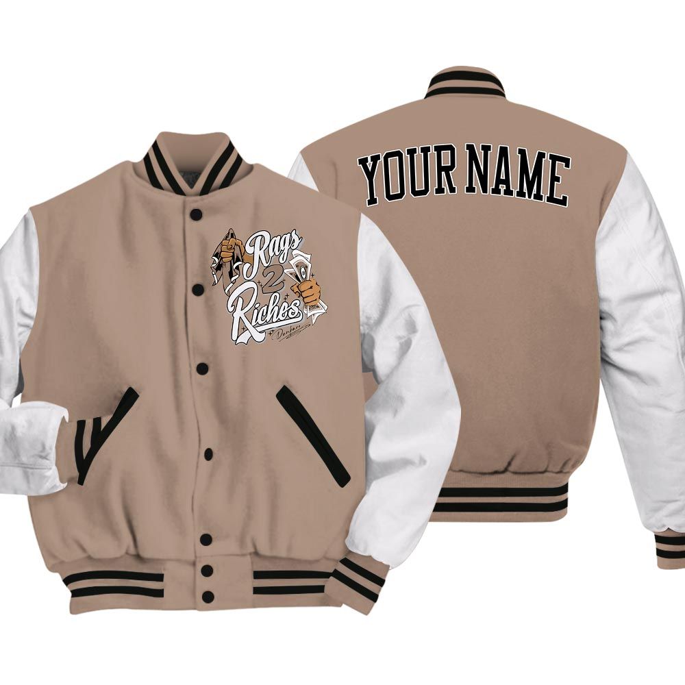 Varsity Jacket To Match Varsity Jacket Custom Name Rag 2 Riches, OG Latte 1s - To Match Sneaker OG Latte 1s 2504 NCT