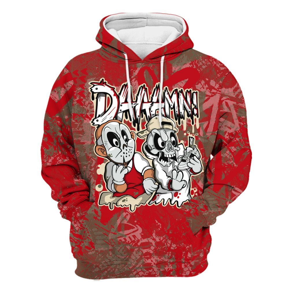 Hoodie To Match Low OG Medium Olive 1s - Damn Shoe Graphic Heart Grunge All Over Print