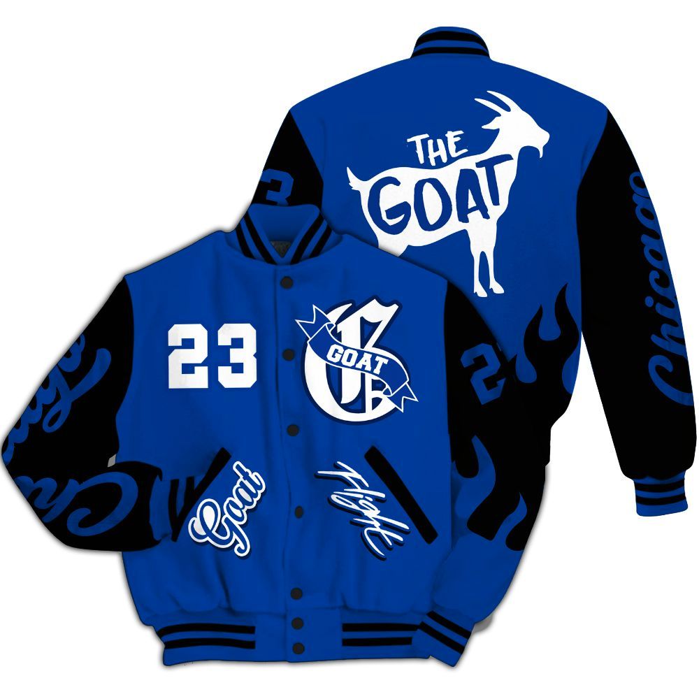 Varsity Jacket To Match Hyper Royal 12s - The G.O.A.T Flight Streetwear All Over Print