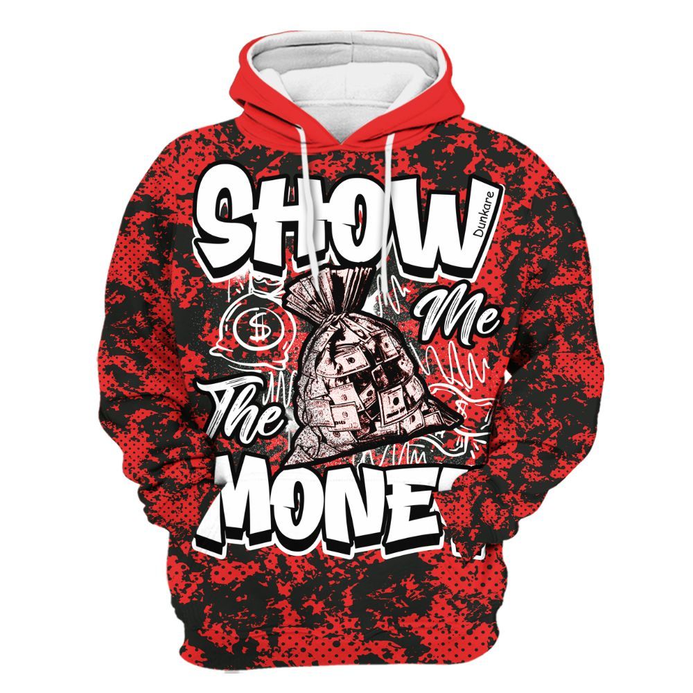 Hoodie To Match Red Thunder 4s - Show Me The Money Retro All Over Print