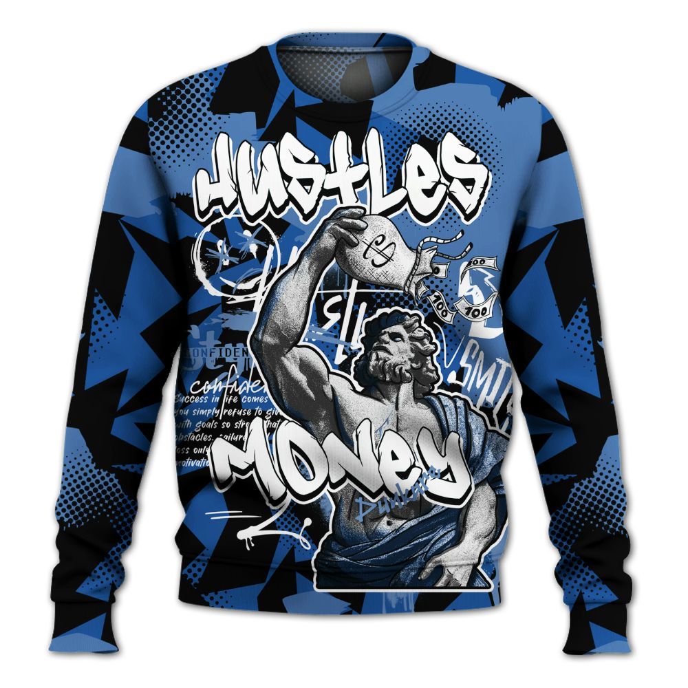 Sweatshirt To Match Low Space Royal 11s - Huslte Money Retro All Over Print