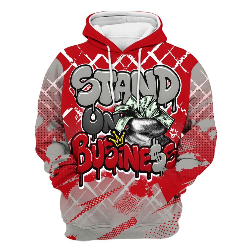 Hoodie To Match Air Griffey Max Gray Reds 1s - Halftone Stand Business Dripping All Over Print
