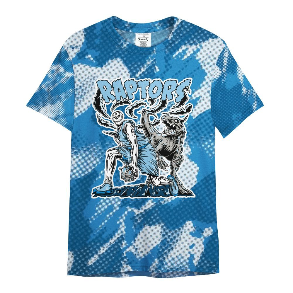 Shirt To Match Industrial Blue 4s - Raptors Skeleton Abstract Halftone All Over Print