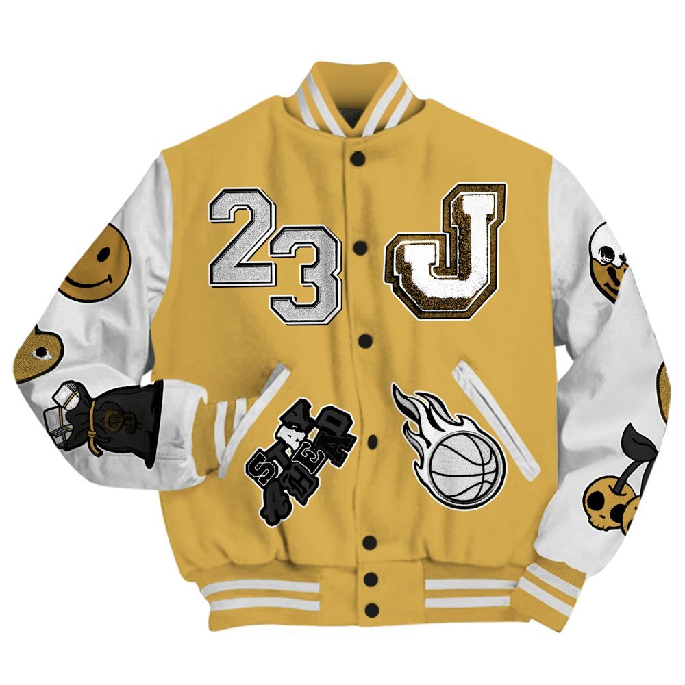 Varsity Jacket To Match Retro Light Ginger 14s - Hustles Money Number 23 All Over Print