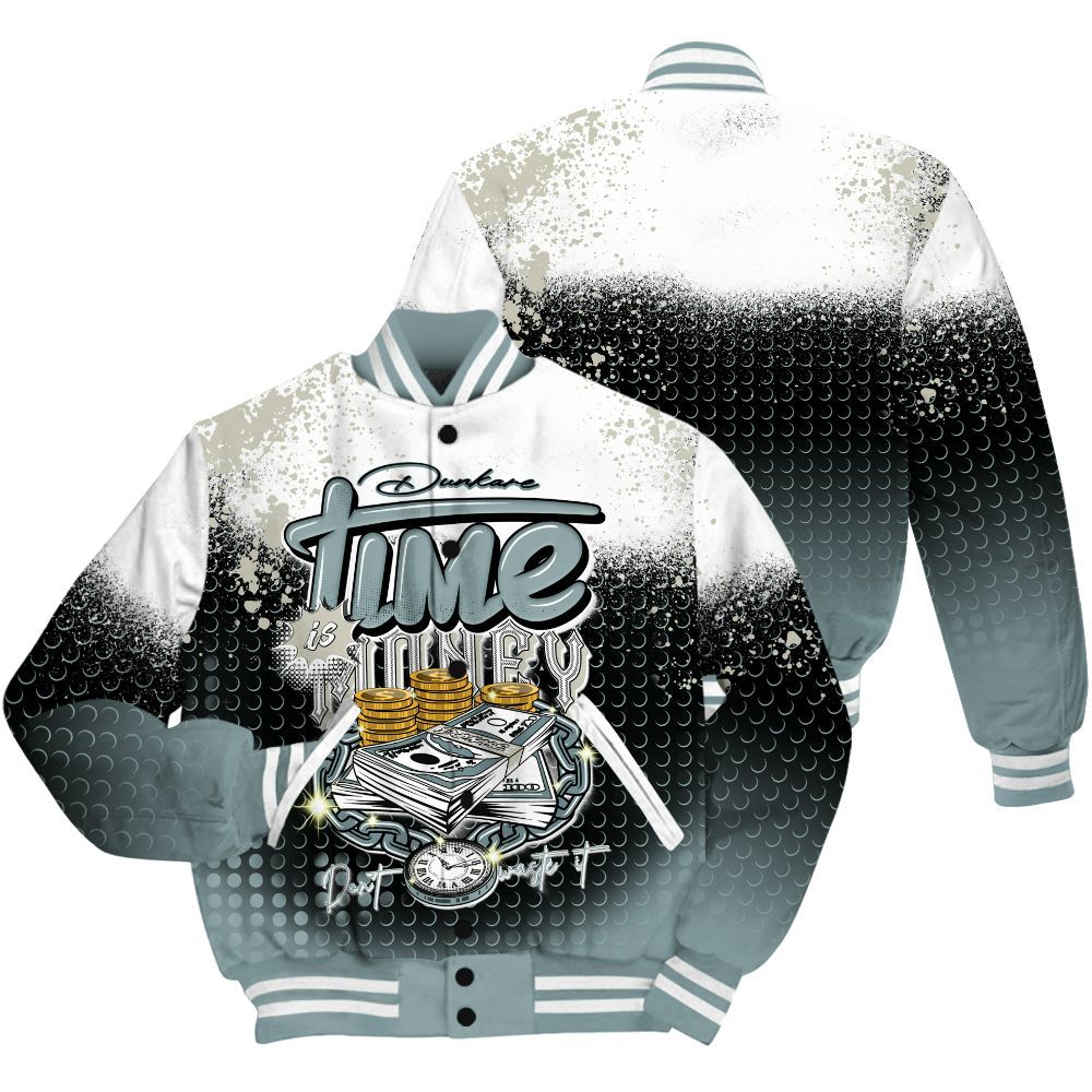 Varsity Jacket To Match AMM Low 17s Shirt, Halftone Time Is Money All Over Print