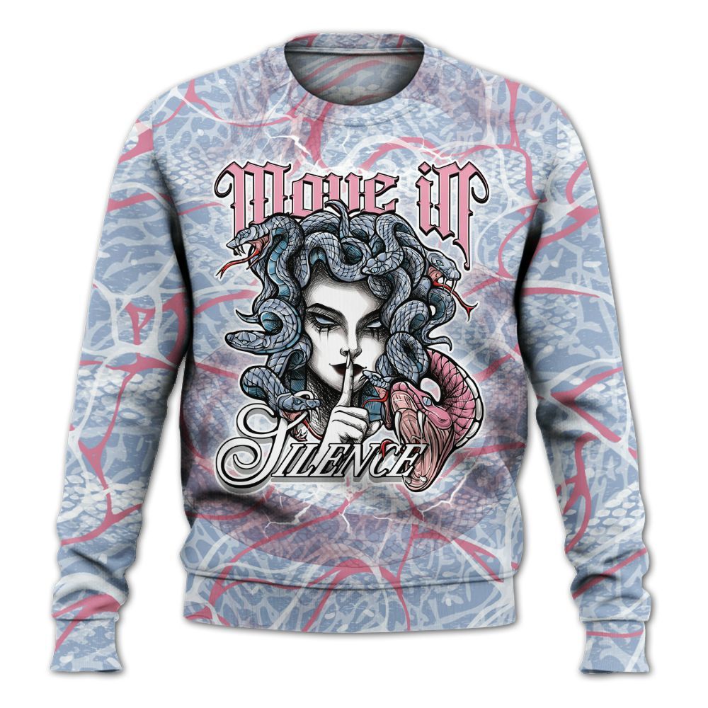 Sweatshirt To Match Denim Pink Glow 3s - Girl Move In Silence All Over Print