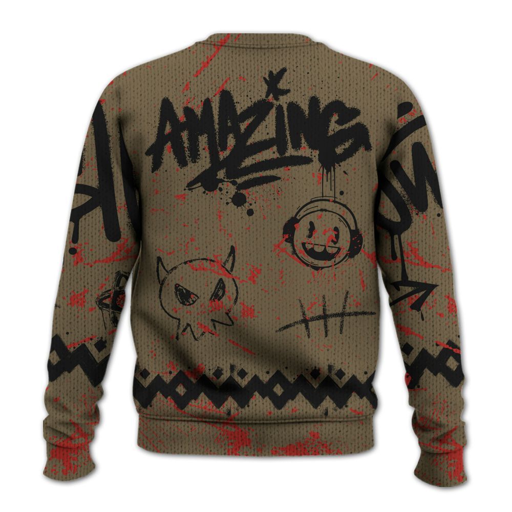 Knitted Sweater To Match Olive 9s - Friday Sneaker Crayon