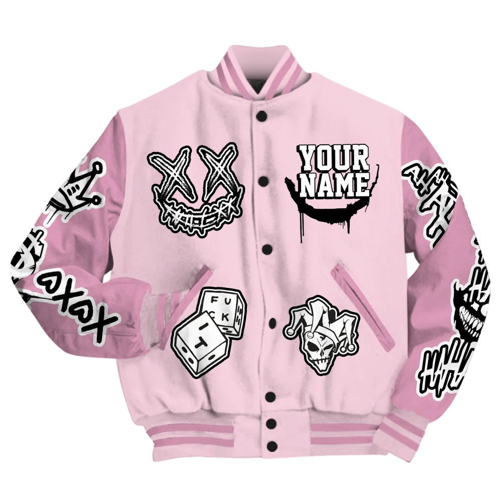 Varsity Jacket To Match Orchid 4s - Clown Scary Sneakers Graphic Custom Name All Over Print