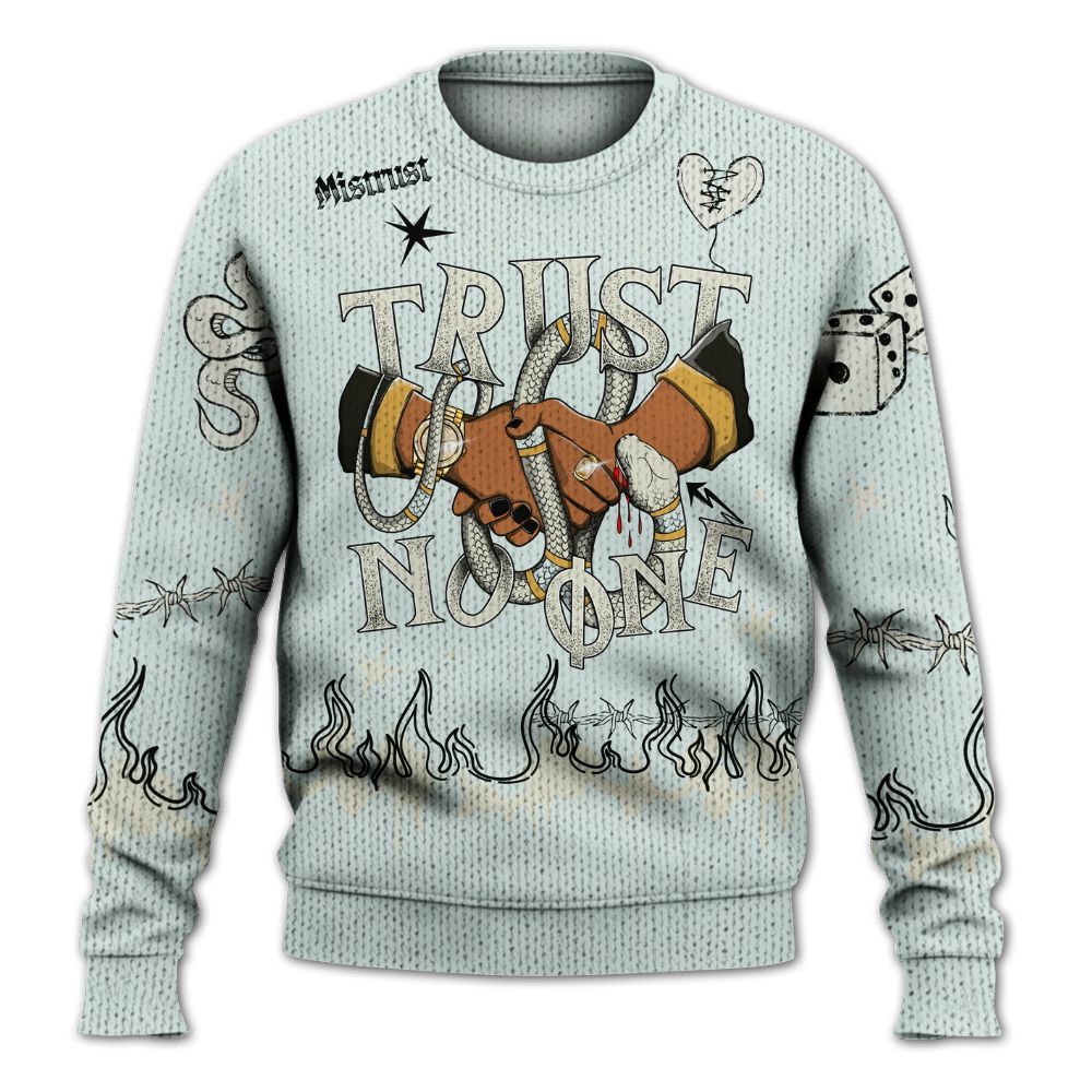 Knitted Sweater To Match Pure Platinum 4s - Trust No One Snake-Bite Doodle Crayon