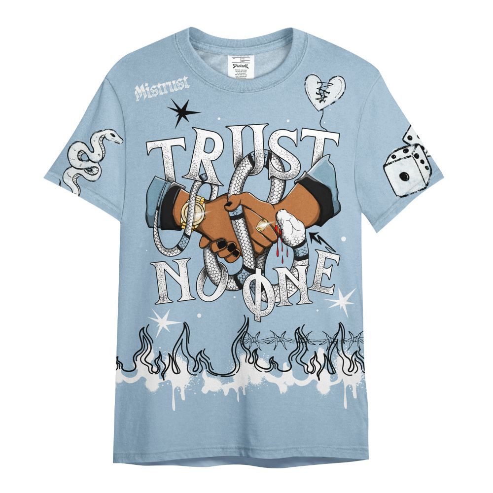 Shirt To Match Mid Ice Blue 1s - Trust No One Snake-Bite Doodle Crayon All Over Print