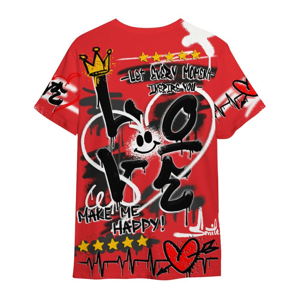 Shirt To Match Chile Red 9s - Happy Love Beats Graffiti Streetwear All Over Print