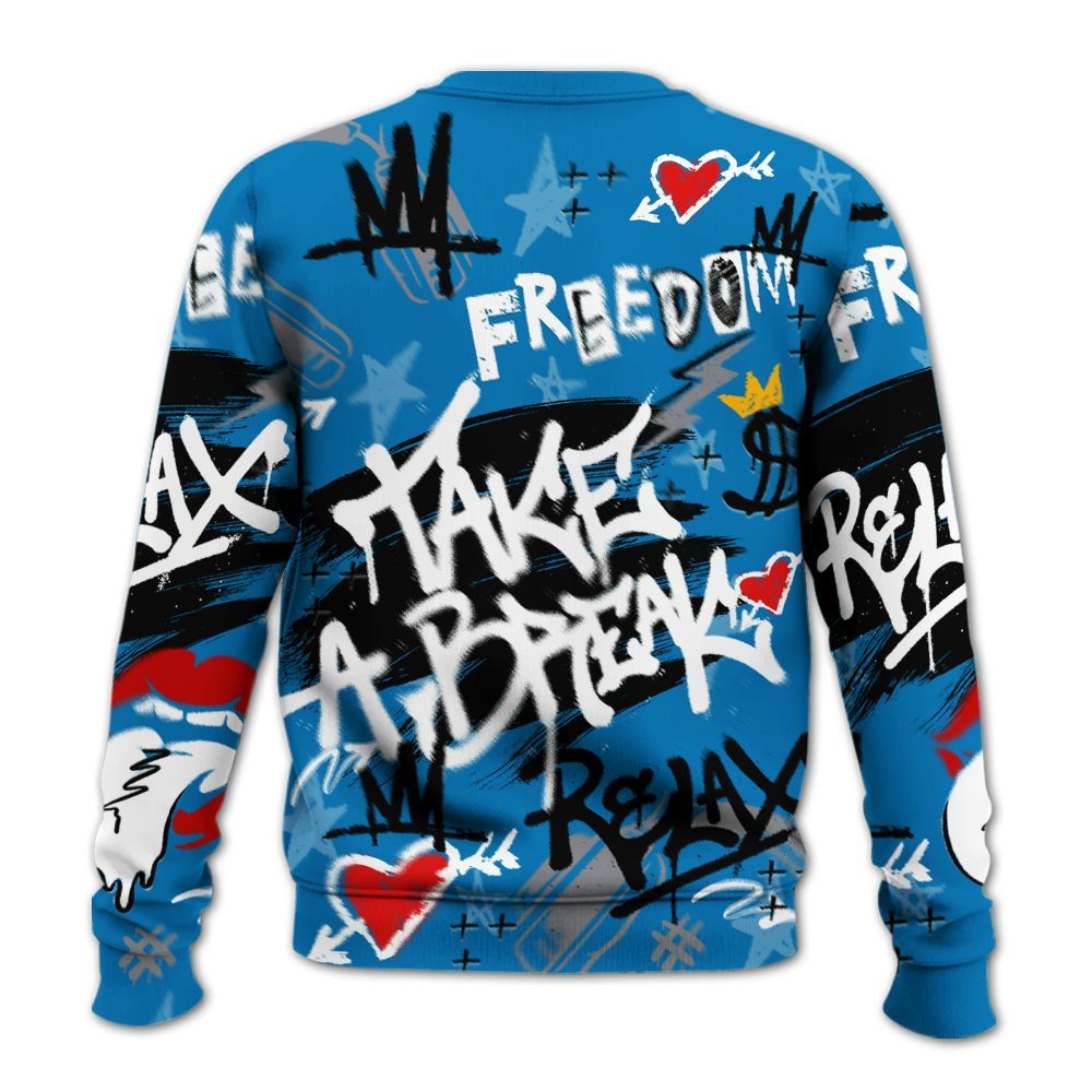 Sweatshirt To Match Wizards 3s - Take Break Freedom Graffiti Streetwear All Over Print