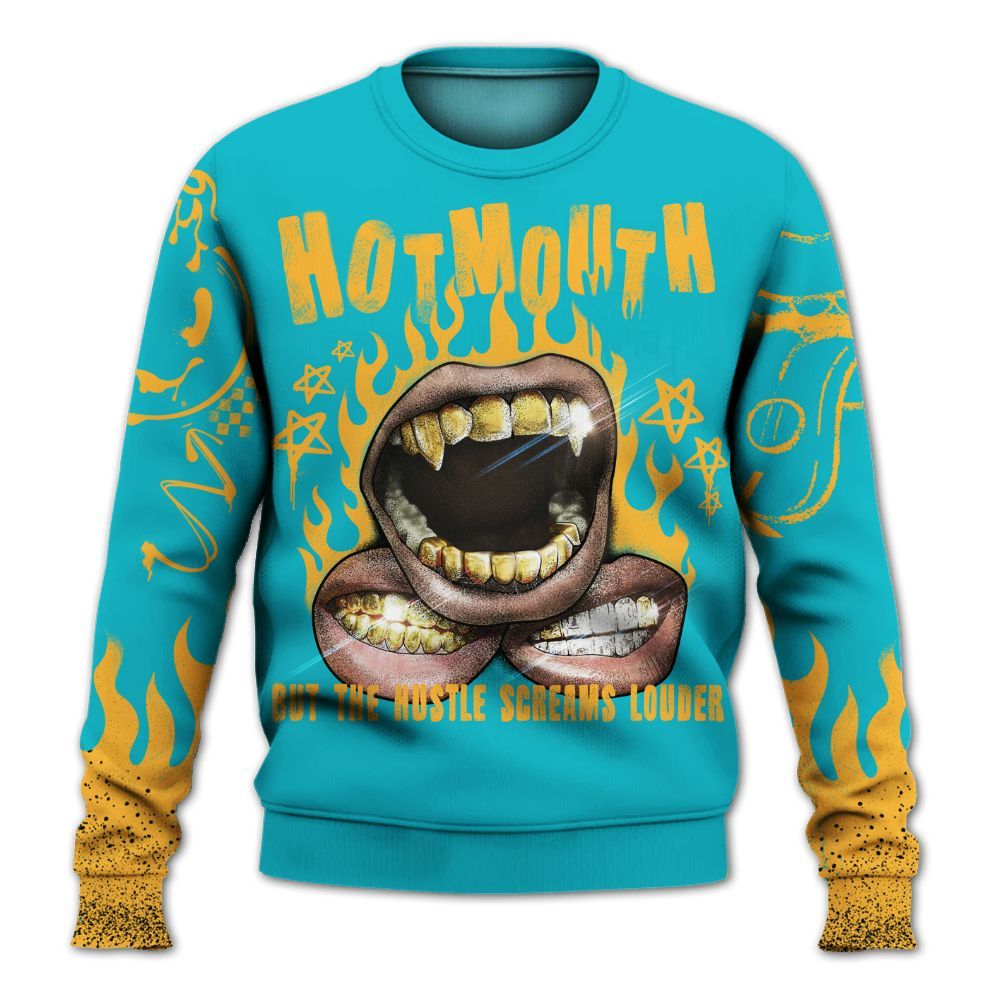 Sweatshirt To Match Retro Aqua 5s - Mouth Burning Street Style All Over Print