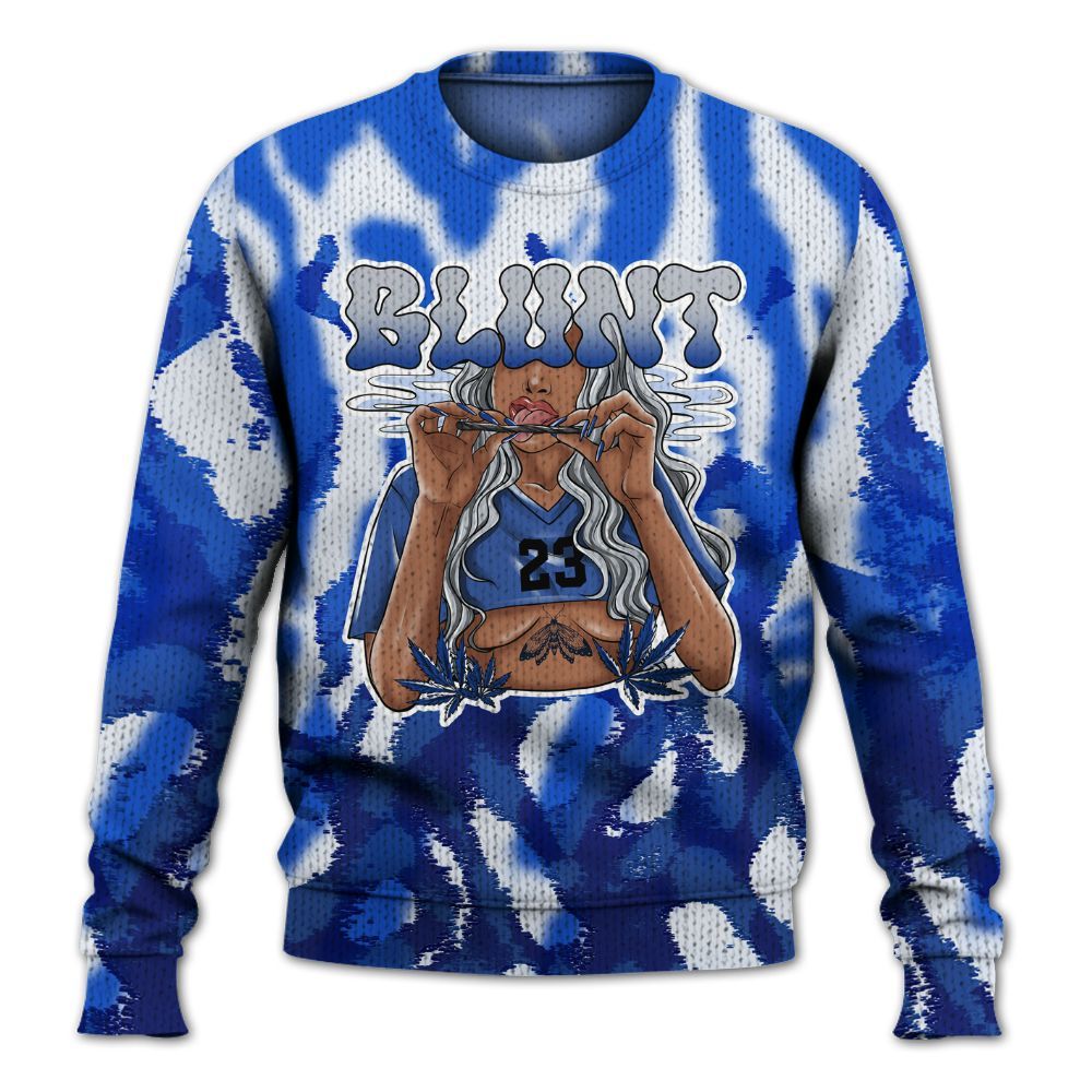 Knitted Sweater To Match Air Foamposite One Royal - Bluntz Burnz