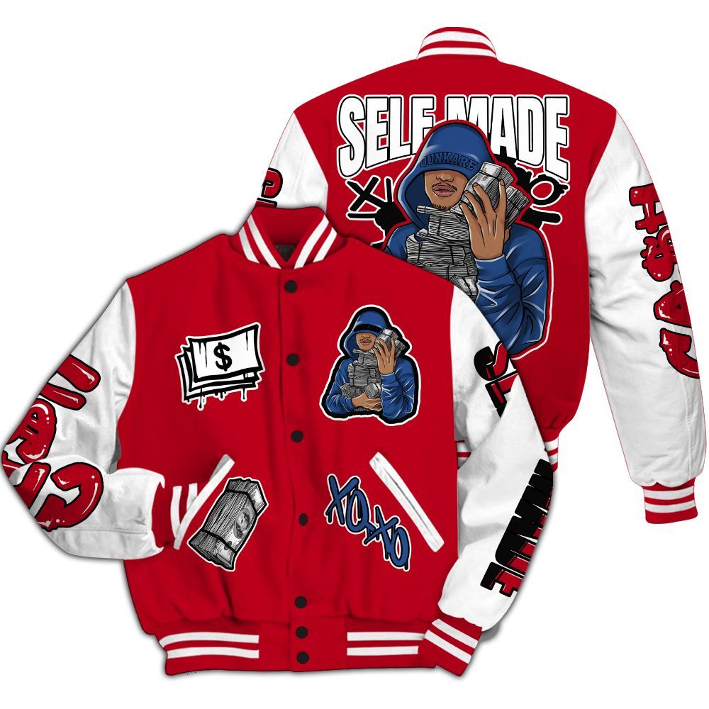 Varsity Jacket To Match Air Griffey Max Black Red Navy Blue 1s - Selfmade Unique All Over Print