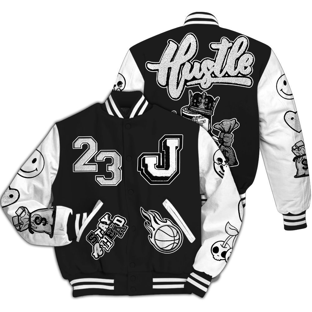 Varsity Jacket To Match Black Cat NET 4s Shirt - Hustles Money Number 23 All Over Print