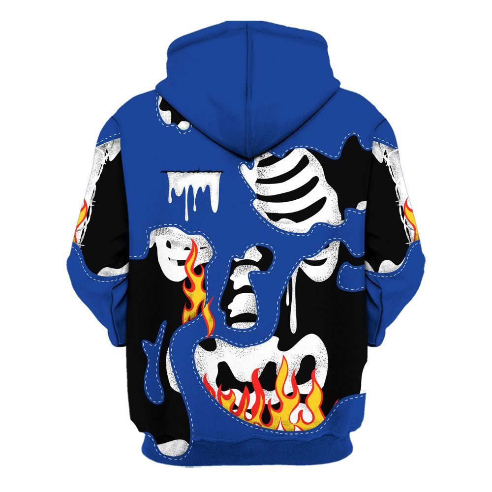 Hoodie To Match Air Foamposite One Royal - Skeleton Smile Flame Drip All Over Print