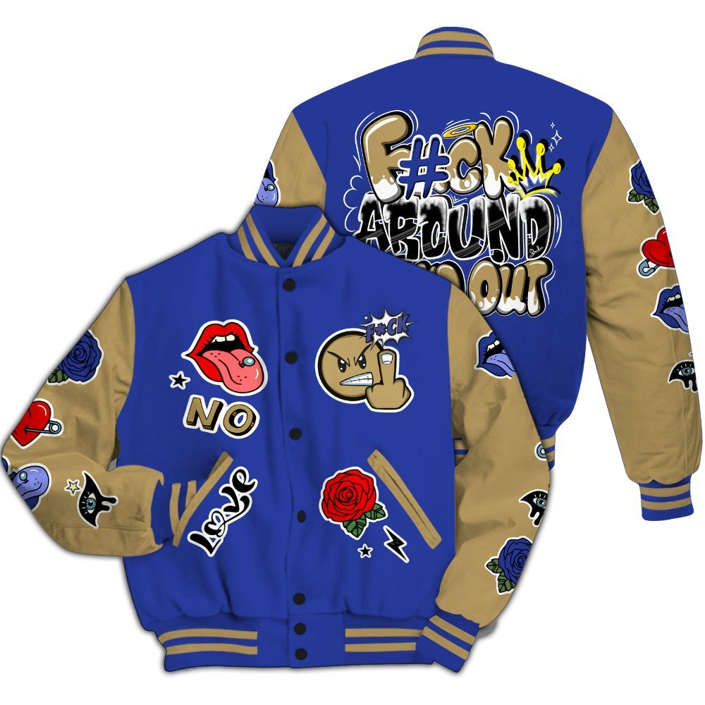 Varsity Jacket To Match Air 180 Concord - FK Around Find Out All Over Print